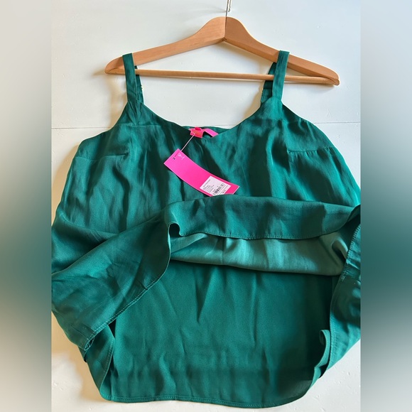 Lilly pulitzer Nadia satin cami / blouse top  in EVERGREEN green size 6 NWT - Picture 7 of 14